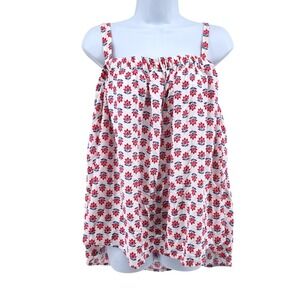Old Navy Tank Top Womens 2X White Red Floral Sleeveless Tie Back Plus Boho‎